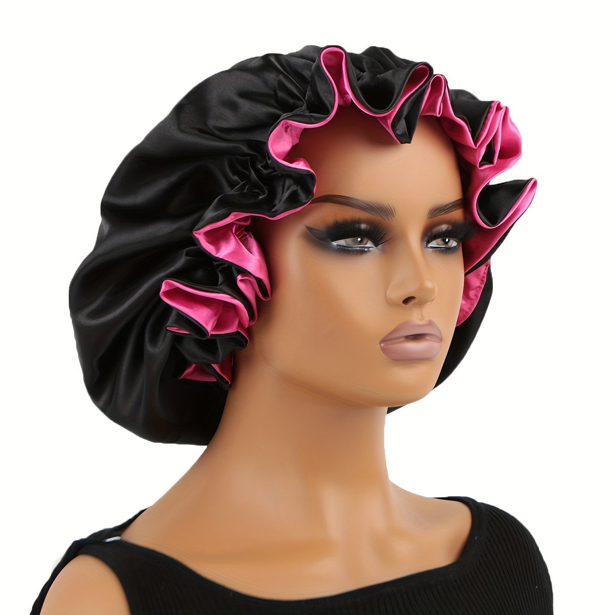 1pc Reversible Double Layer Satin Bonnet for Curly Hair, Soft and Comfortable Night Sleeping Cap for Women with Large Size